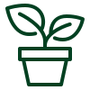 Icoon van een plant in een pot voor duurzaam en praktisch